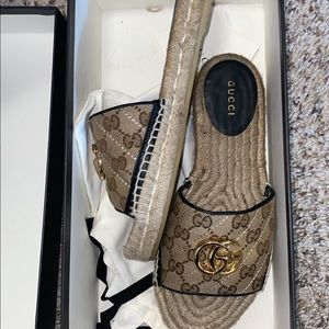 Women's GG matelassé canvas espadrille sandal